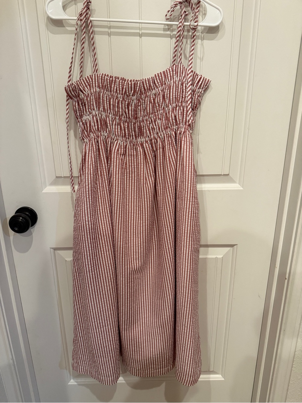 Buddy Love Red and White Striped Smocked Sundress